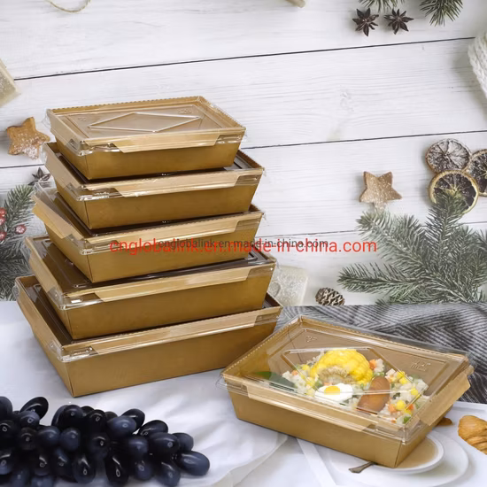 Envase disponible de los alimentos de preparación rápida del almuerzo del envase de comida de la prenda impermeable del papel de Kraft